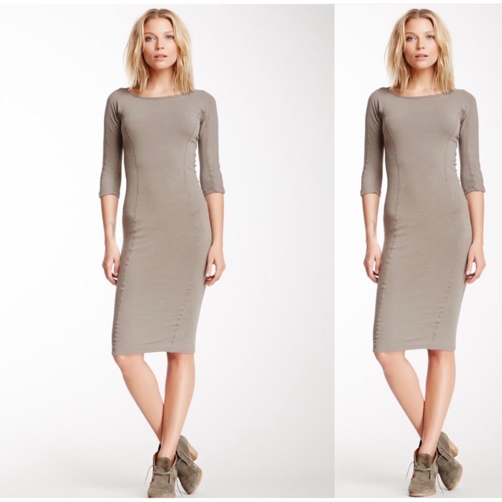 Standard James Perse Side Panel Jersey Cotton Midi Dress